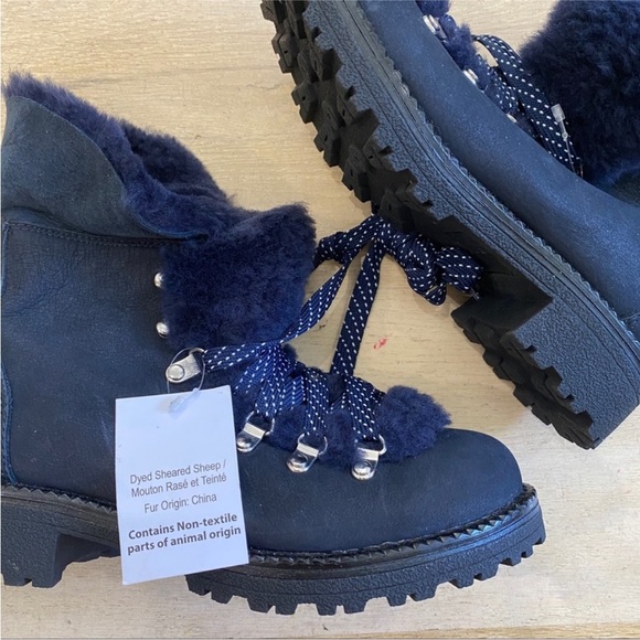 J.Crew winter shearling booties in navy NEW - Picture 3 of 10